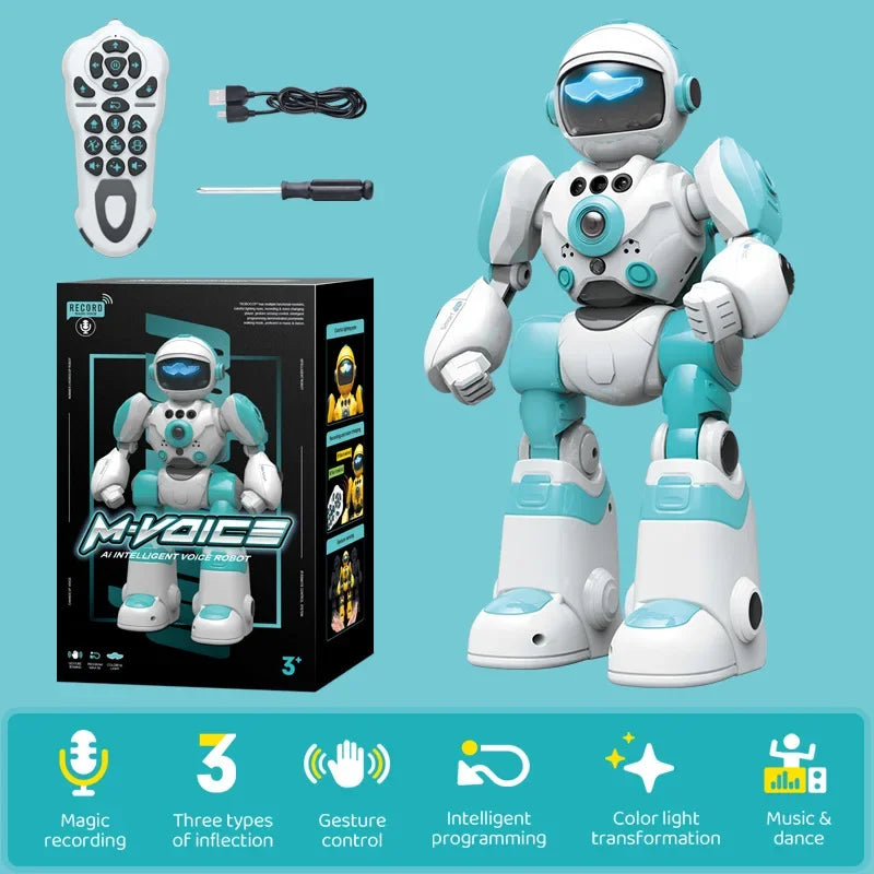 LAQTA RC Robot for Kids, featuring a sleek design and interactive features, perfect for young robotics enthusiasts.