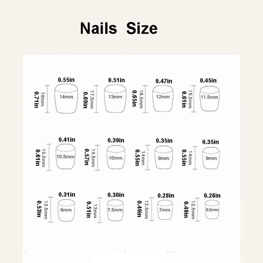 Set of 24 short acrylic nail tips by LAQTA, showcasing neatly shaped and colorful short nail designs for manicures.
