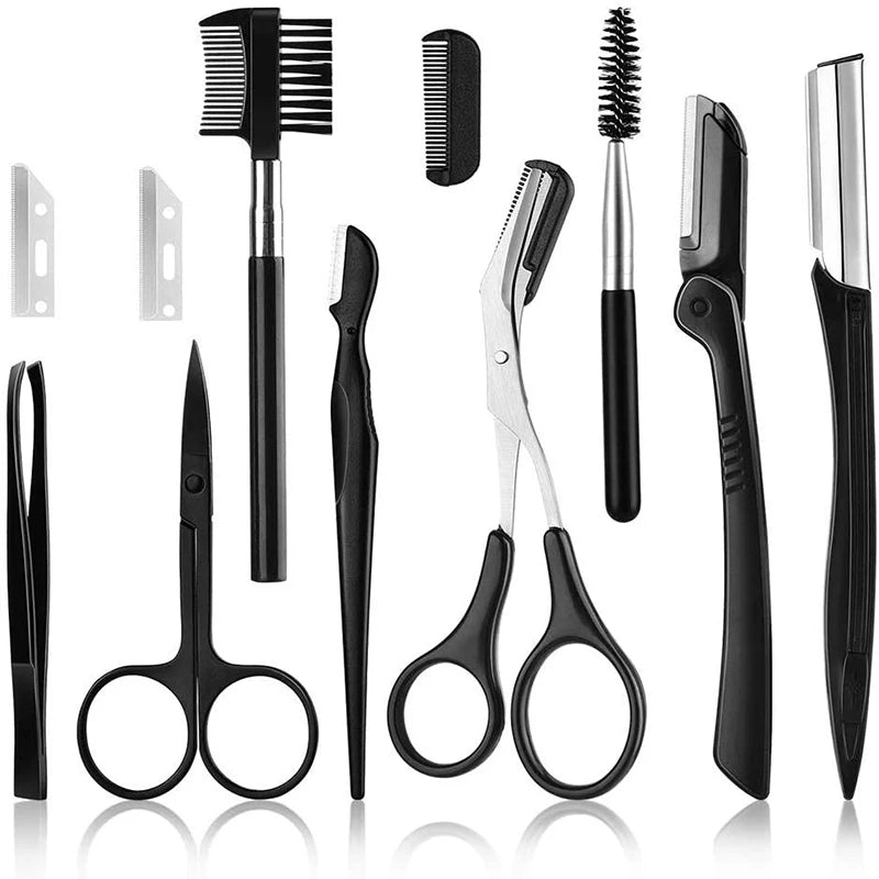 LAQTA eyebrow trimmer set with precision blades and multiple attachments for easy eyebrow shaping and grooming.