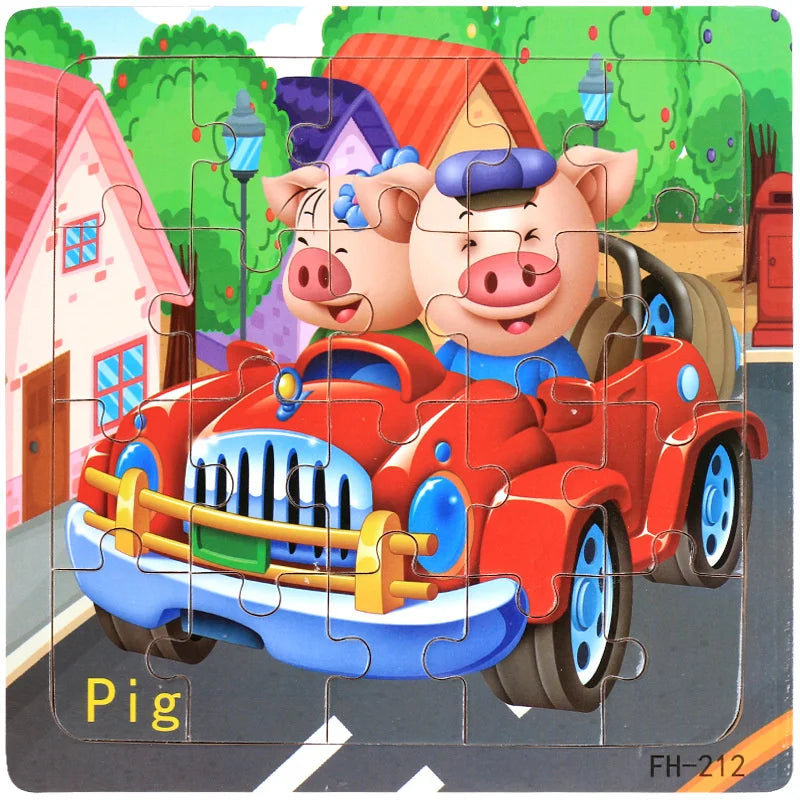 Colorful Montessori 3D puzzle by LAQTA featuring interlocking wooden pieces for educational play and developmental learning.