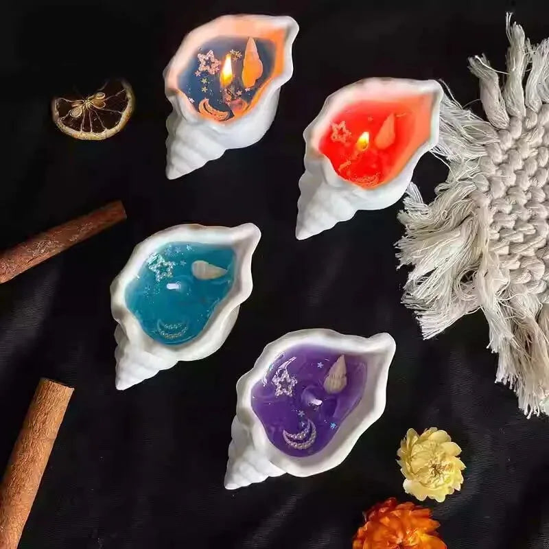 LAQTA Sea Shell Aromatherapy Candle featuring a natural shell design and soft flickering flame for relaxing ambiance