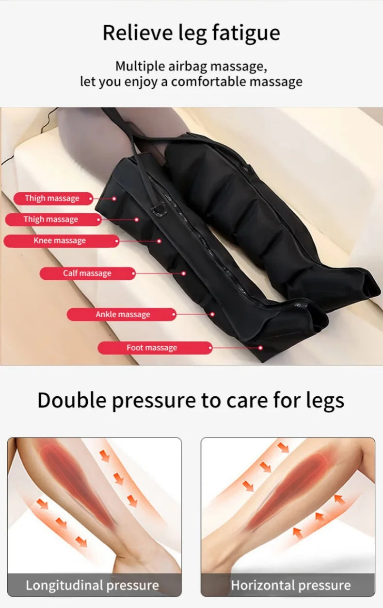 LAQTA electric pneumatic leg massager with adjustable straps and multiple massage settings for soothing leg relief.
