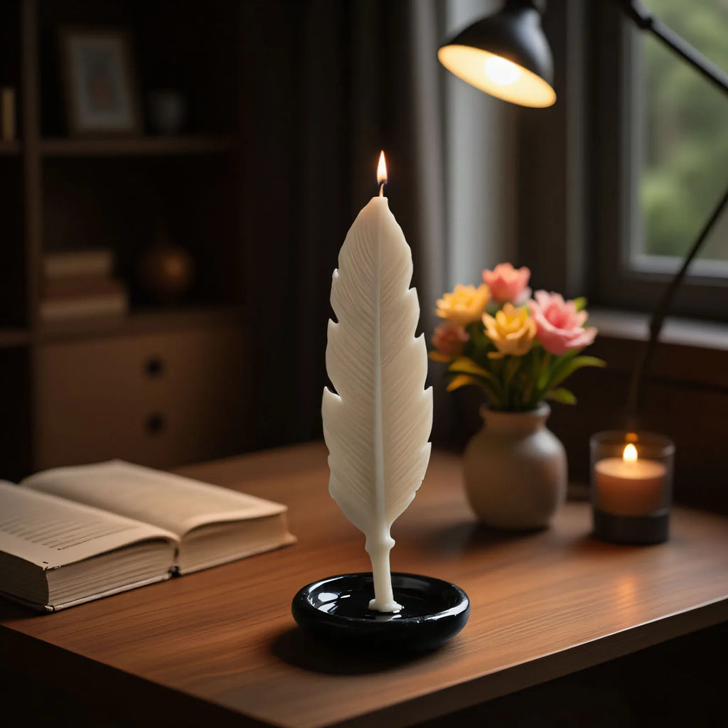 Lavender silicone candle mold by LAQTA, showing a flexible mold with lavender-colored silicone for making candles.
