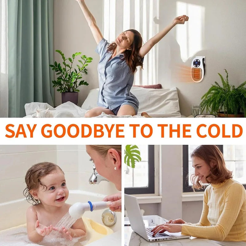 LAQTA Eco plug-in electric heater showing compact design with a power cord and control panel for efficient home heating.
