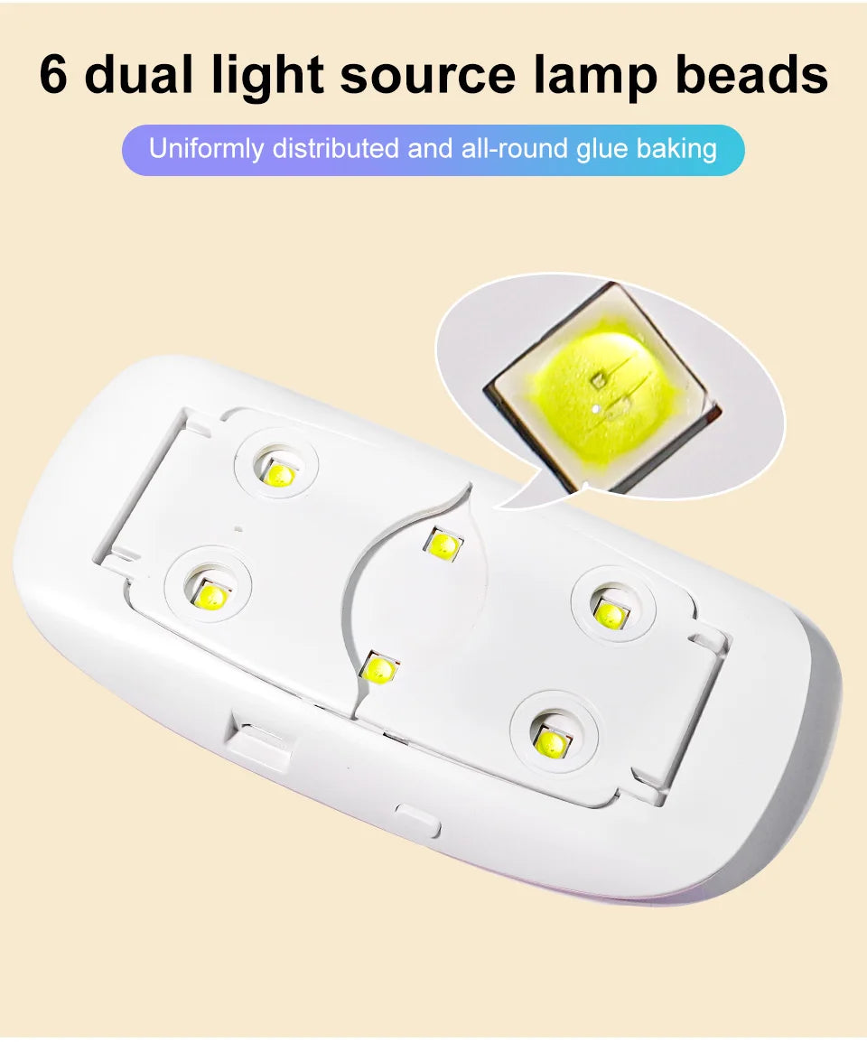 LAQTA Portable Nail Dryer with compact design, featuring LED lights for quick, efficient nail drying.