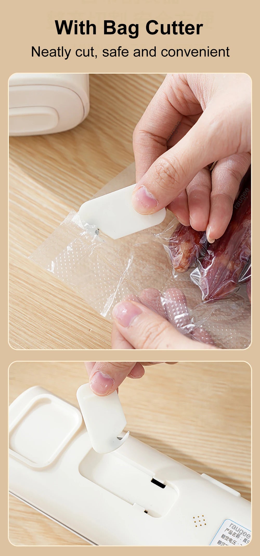 LAQTA vacuum packing machine with digital control panel and sealing bar for airtight food preservation.