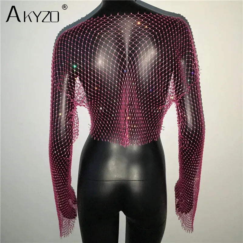 Elegant autumn women’s sexy see-through dress by LAQTA, featuring stylish sheer fabric and a flattering fit.