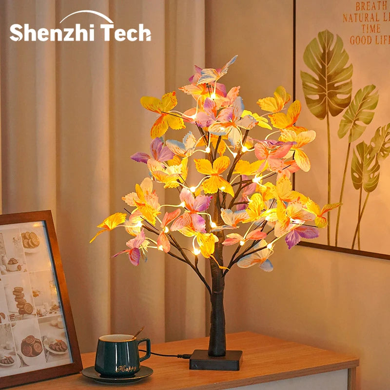 LAQTA Bonsai Tree Lights with warm LED bulbs, decorative mini bonsai tree for home or garden decor, ambient lighting.