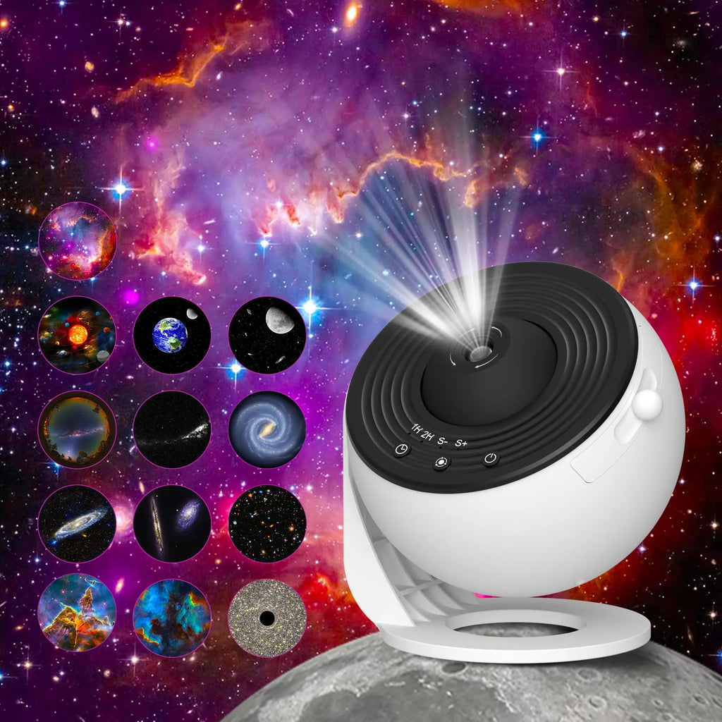 LAQTA Starry Sky Projector with 360° rotation displaying colorful starry night sky on wall or ceiling.