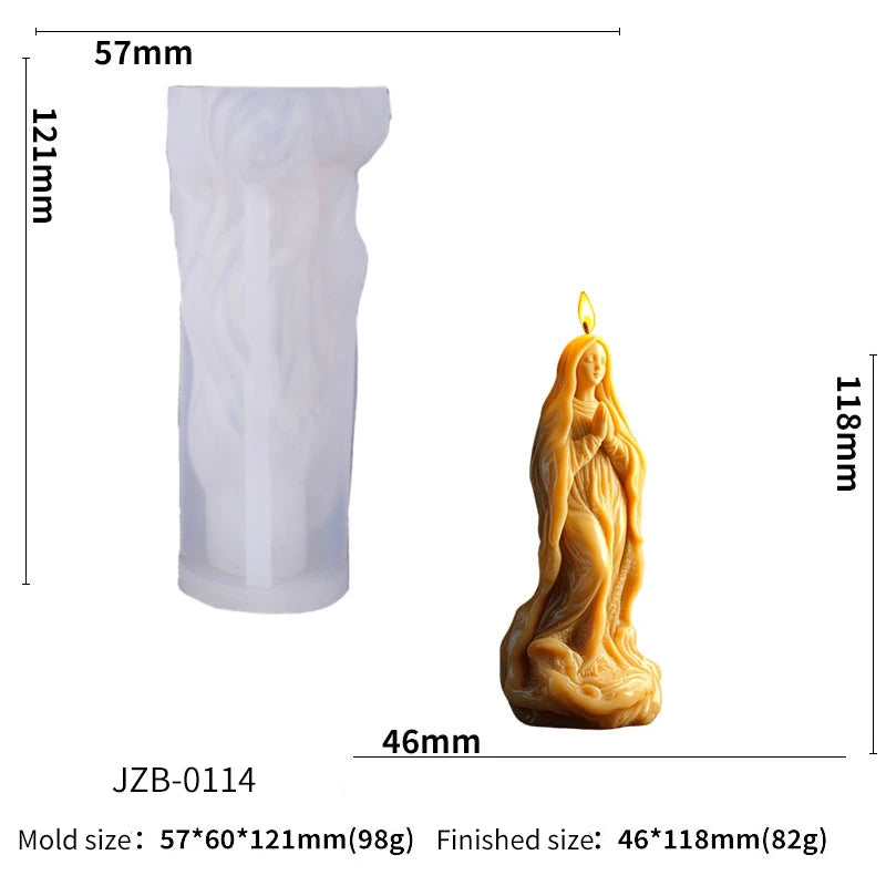 LAQTA Jesus Statue silicone candle mold showing detailed religious figure design for candle making.