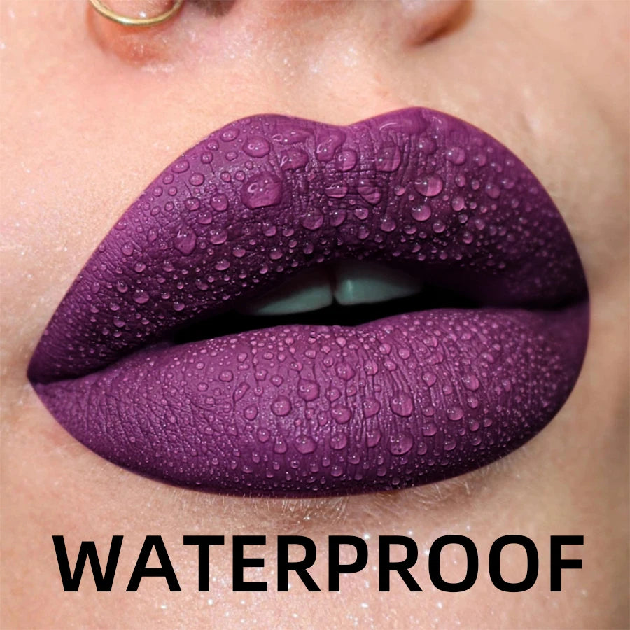 LAQTA Matte Velvet Lip Gloss tube with applicator, showcasing smooth, rich nude shade in a sleek, elegant packaging.
