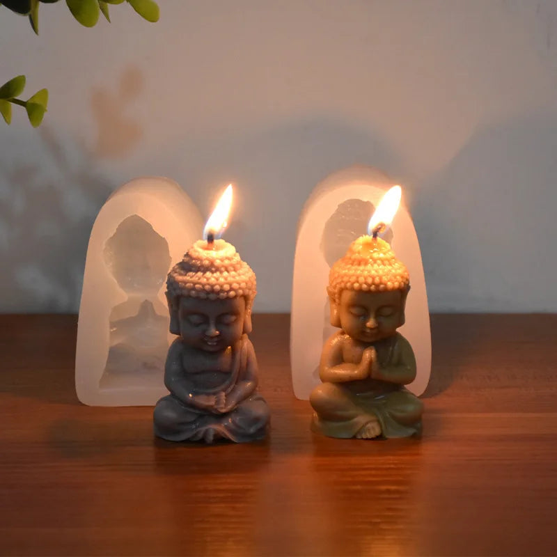 LAQTA Little Buddha Candle Silicone Mold showing detailed Buddha figure for making candles or soap sculptures.