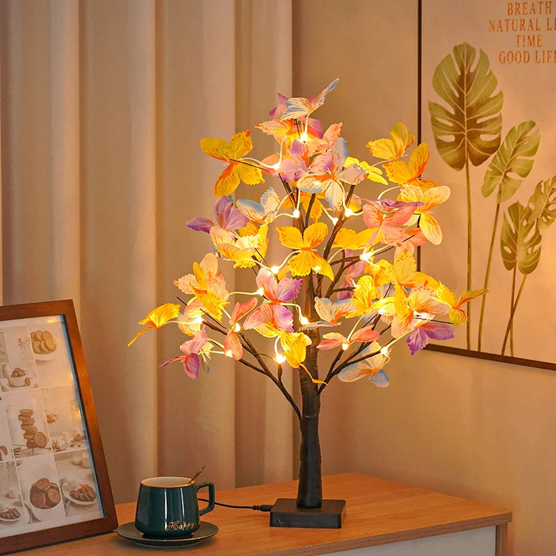 LAQTA Bonsai Tree Lights with warm LED illumination, showcasing delicate branches and miniature leaves for decorative indoor lighting.