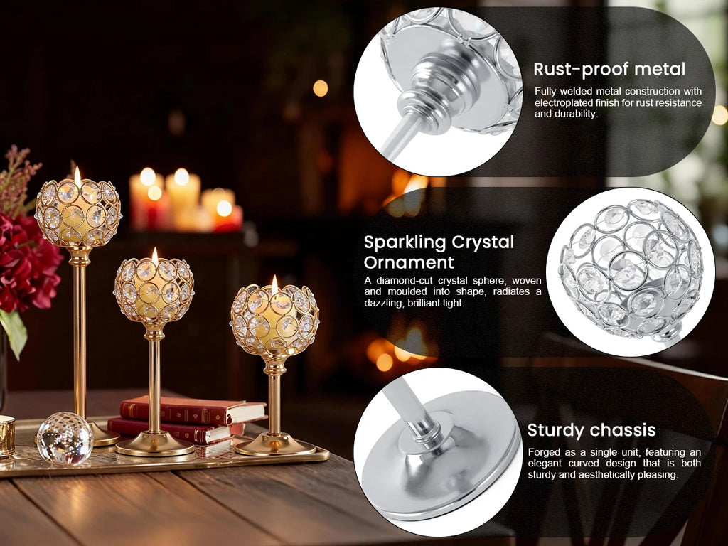 Elegant gold and silver metal glass candle from LAQTA, featuring a sleek design and decorative glass holder.