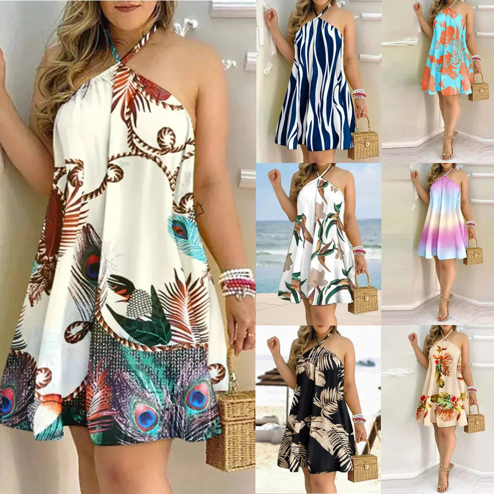 Floral print halter neck top by LAQTA featuring vibrant colorful flowers and a stylish halter neckline.
