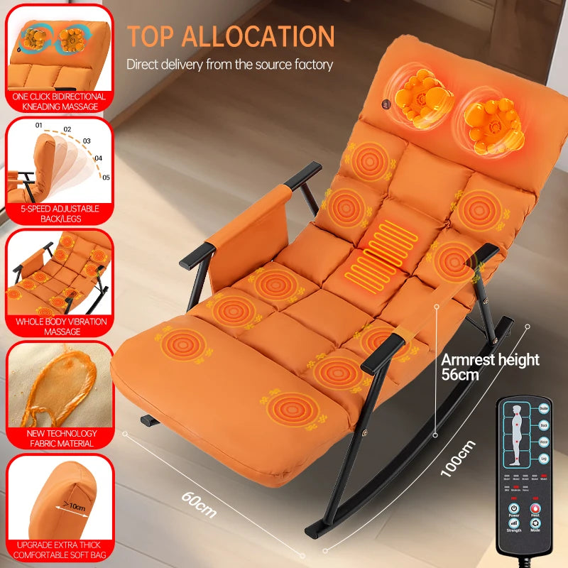 LAQTA Smart Leisure Rocking Massage Chair with padded upholstery and control panel, designed for relaxation and comfort.