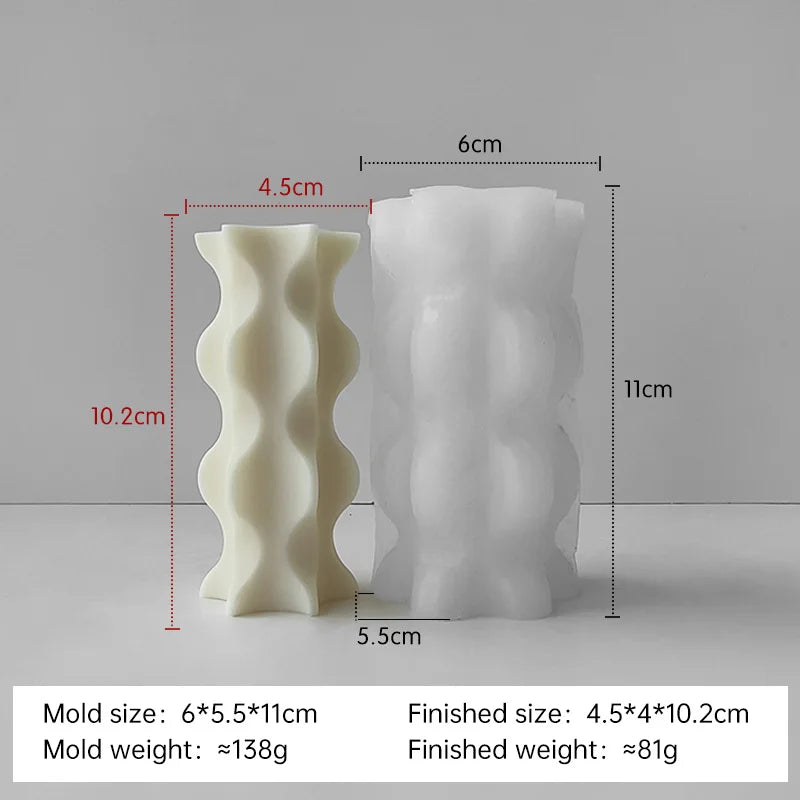 Striped cylinder aroma candle silicone mold from LAQTA, ideal for making decorative scented candles with striped design.