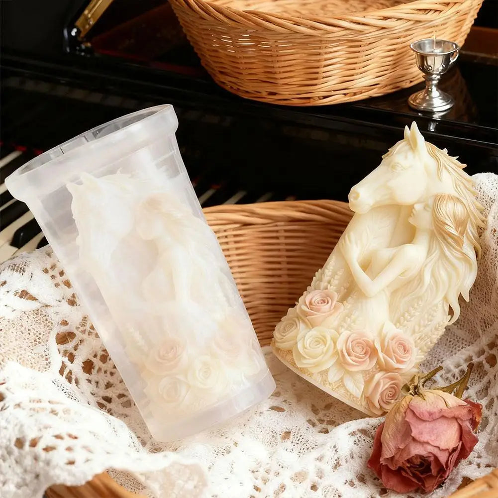LAQTA Dreamy Horse Head Candle Mold showing detailed horse head shape in silicone for crafting candles.