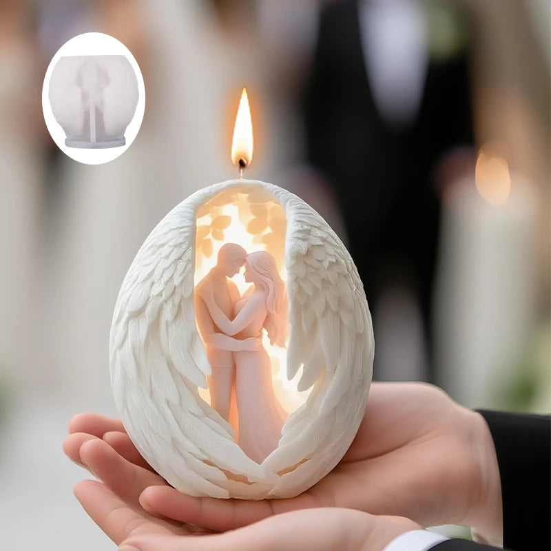 Angel-shaped candle mold by LAQTA, showcasing the detailed design and smooth silicone surface for crafting candles.