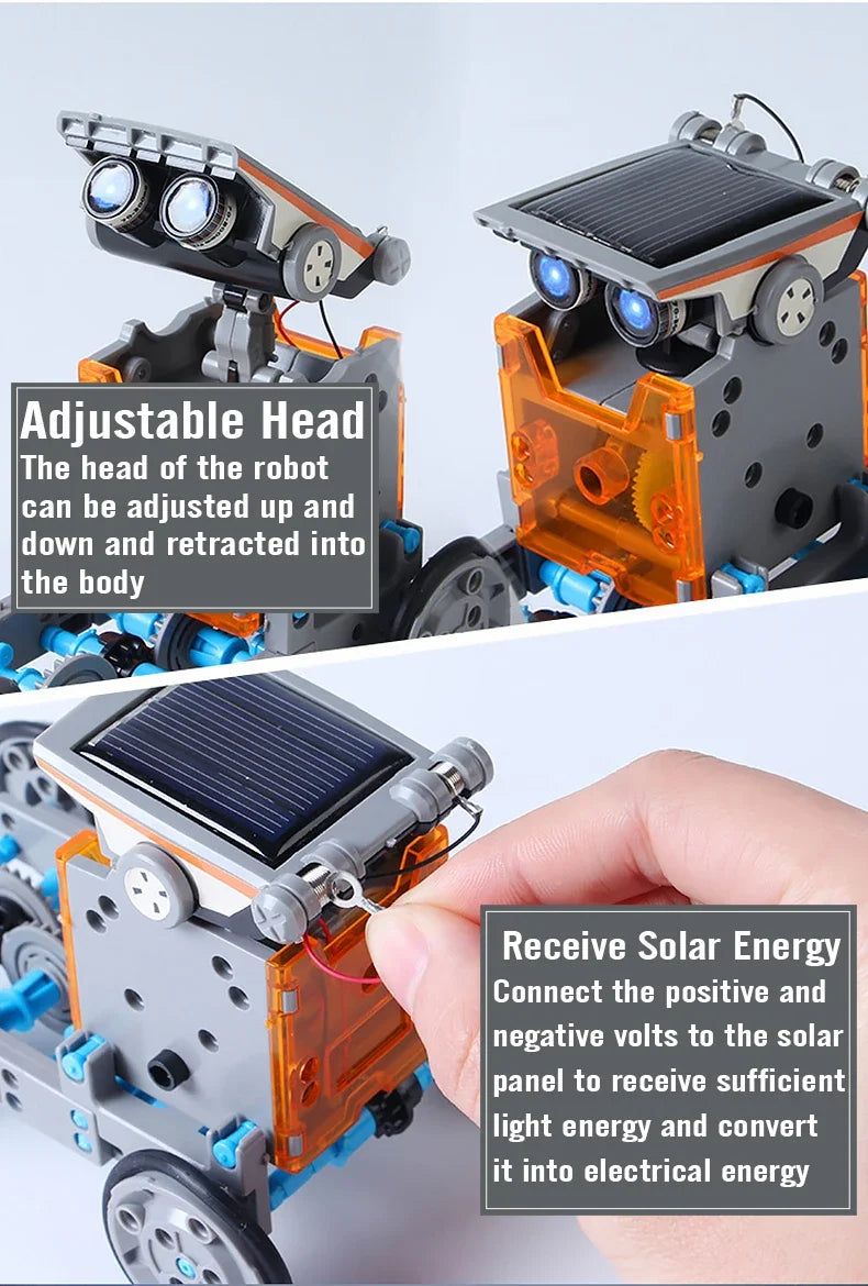 LAQTA 12-in-1 science experiment solar robot toy with multiple DIY robot models powered by solar energy, suitable for educational play.