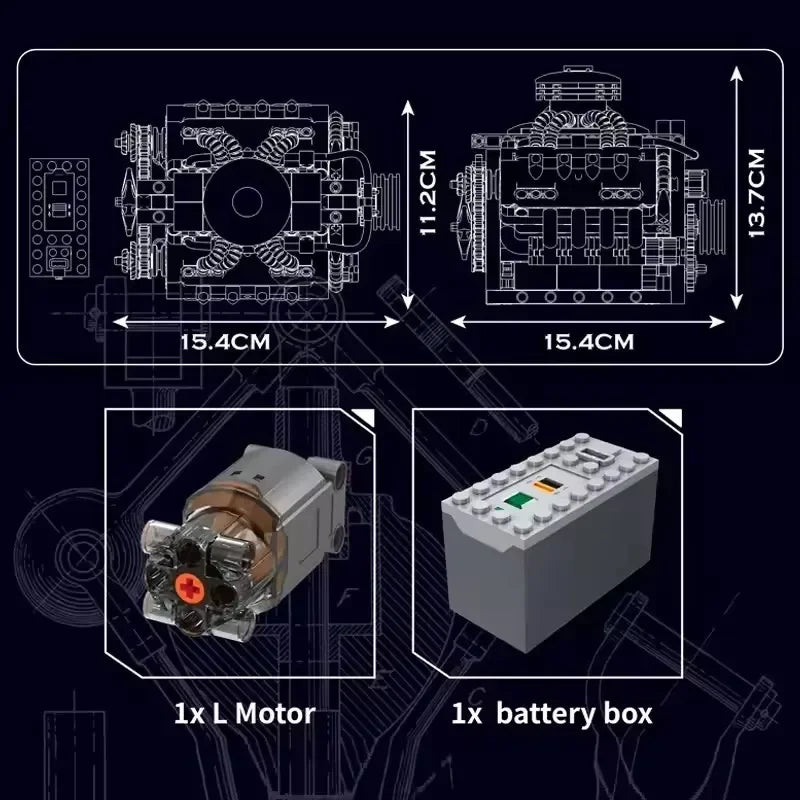 LAQTA V8 engine showing detailed metallic components and cylinders in a high-resolution image.
