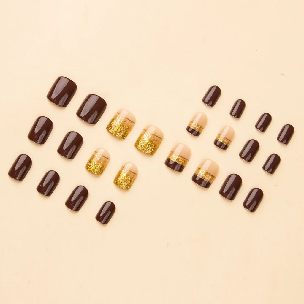LAQTA short square fake nails with a natural finish, perfect for stylish, easy-to-wear nail enhancements.