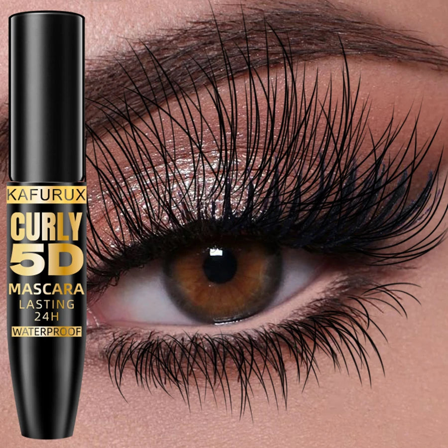 LAQTA 5D Black Waterproof Mascara with volumizing brush and long-lasting formula, enhances lashes with bold, defined look.