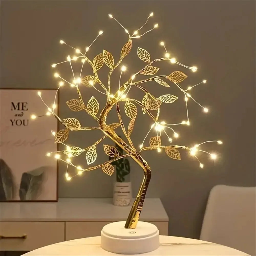 LAQTA LED Rose Leaf Table Lamp with illuminated rose and leaf design, perfect for decorative lighting in living spaces.