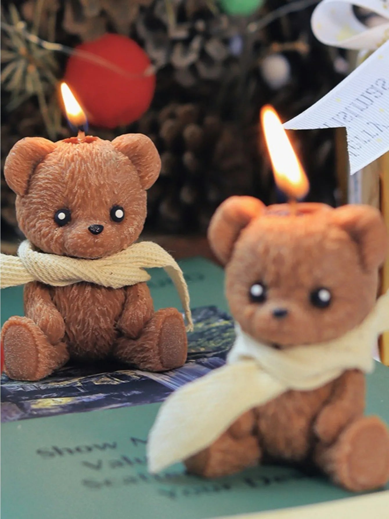 LAQTA Cute Teddy Bear scented candle wrapped in a cozy scarf, perfect for adding warmth and charm to your space
