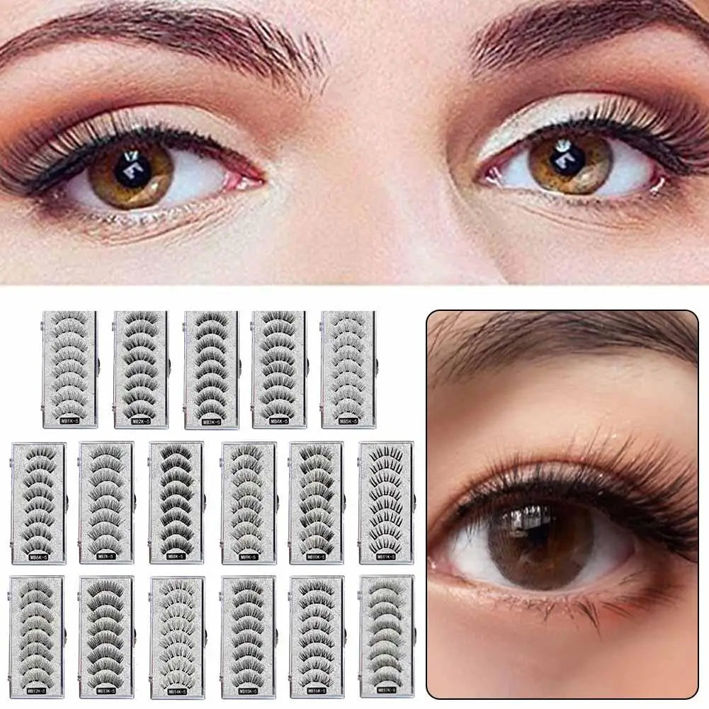LAQTA 3D Natural Magnetic Eyelashes showcasing wispy, full-length lash design with magnetic strips for easy wear