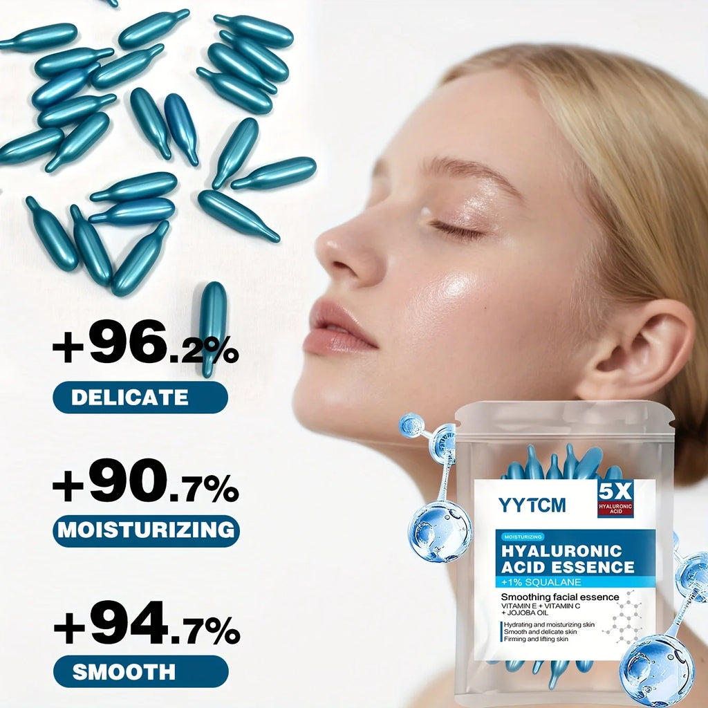 LAQTA Hyaluronic Acid Deep Moisturizing Capsule showing a clear glass bottle with capsules inside on a white background
