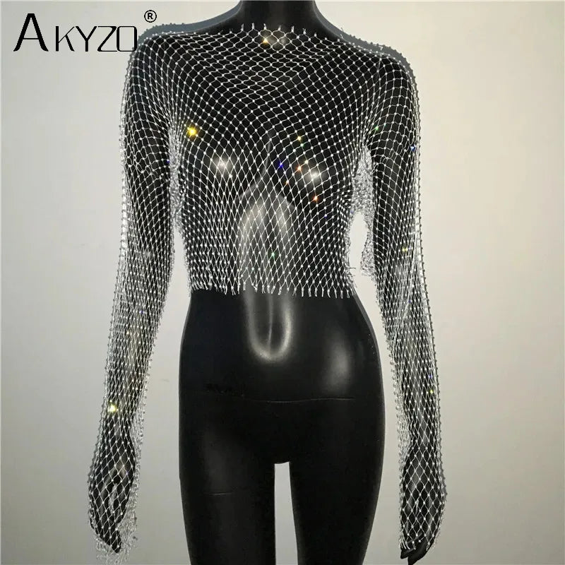 Autumn women's sexy see-through dress by LAQTA featuring a stylish, sheer design perfect for fall fashion.