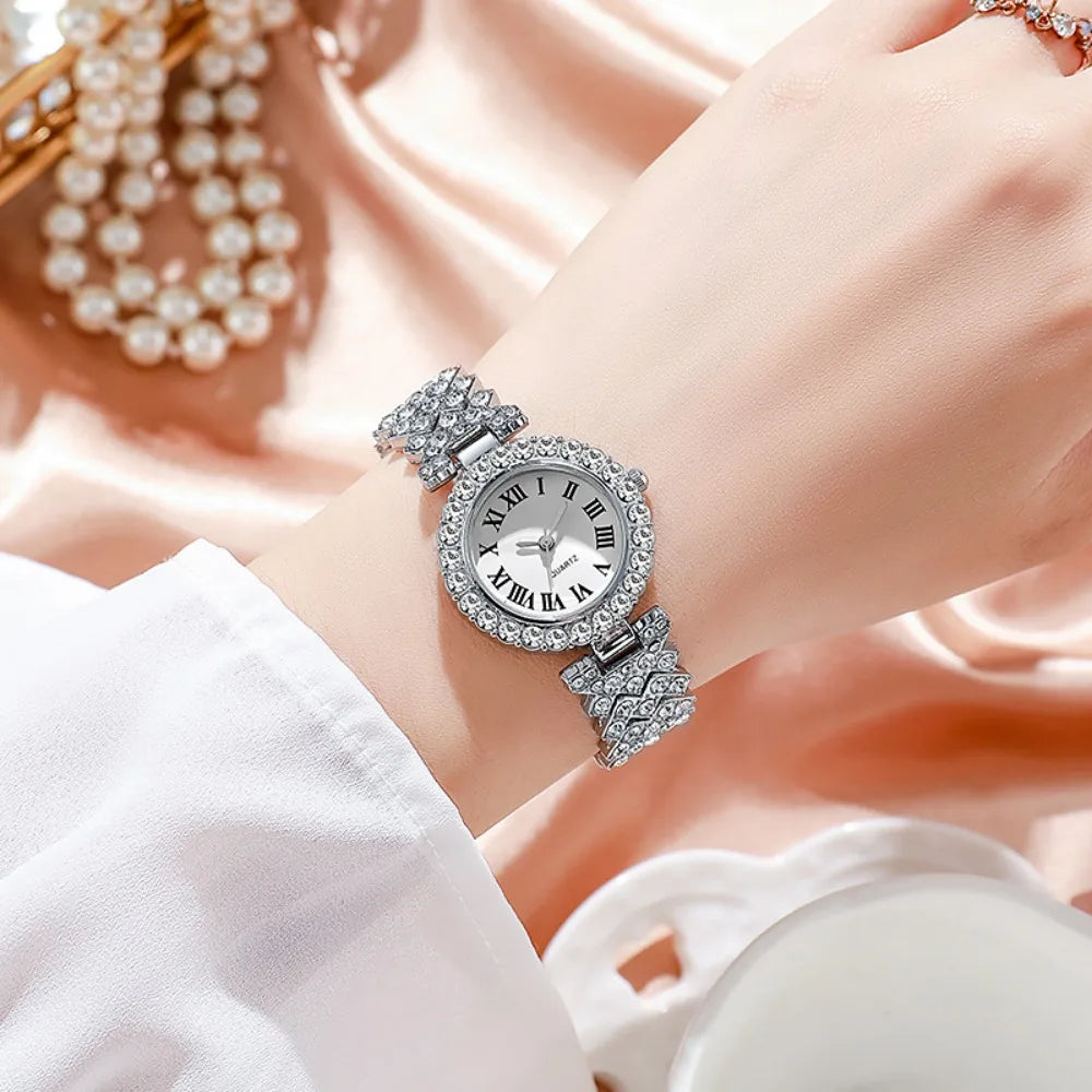 Elegant LAQTA women's rhinestone watch set with five stylish watches featuring sparkling details and classic designs.