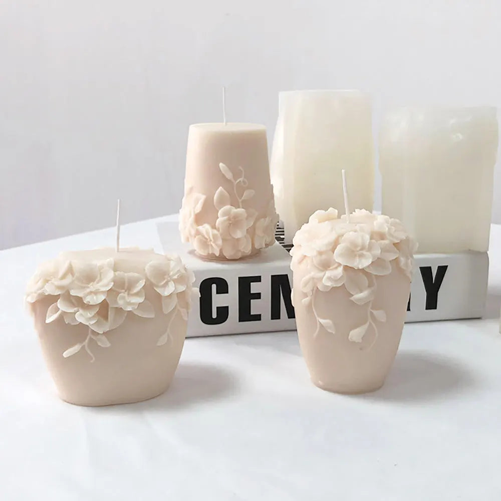 LAQTA rattan flower silicone candle mold showing detailed flower-shaped design for homemade candles