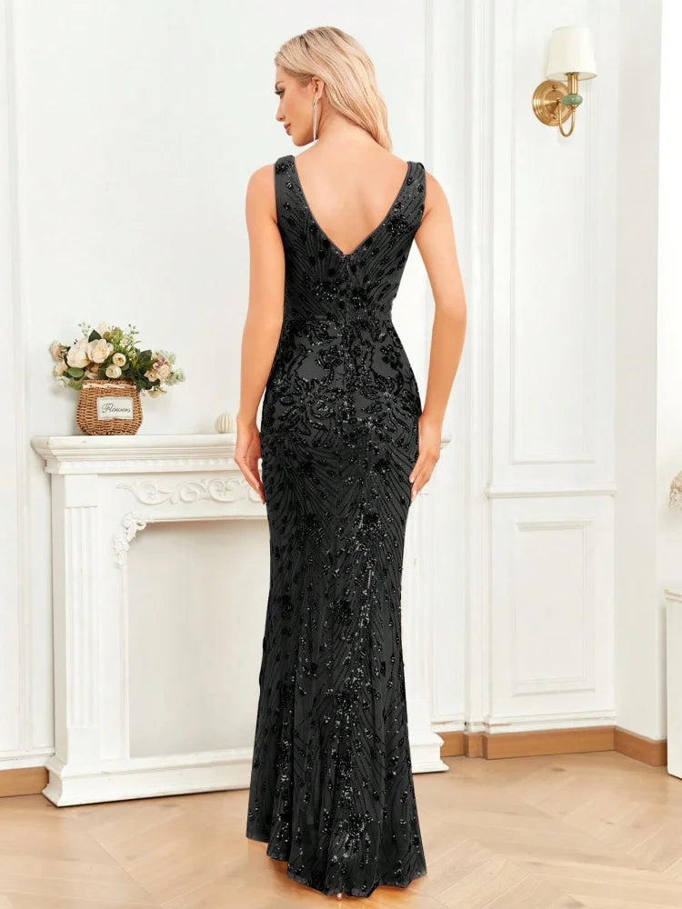 Elegant slit evening dress by LAQTA featuring a flowing silhouette and stylish design, perfect for formal occasions.
