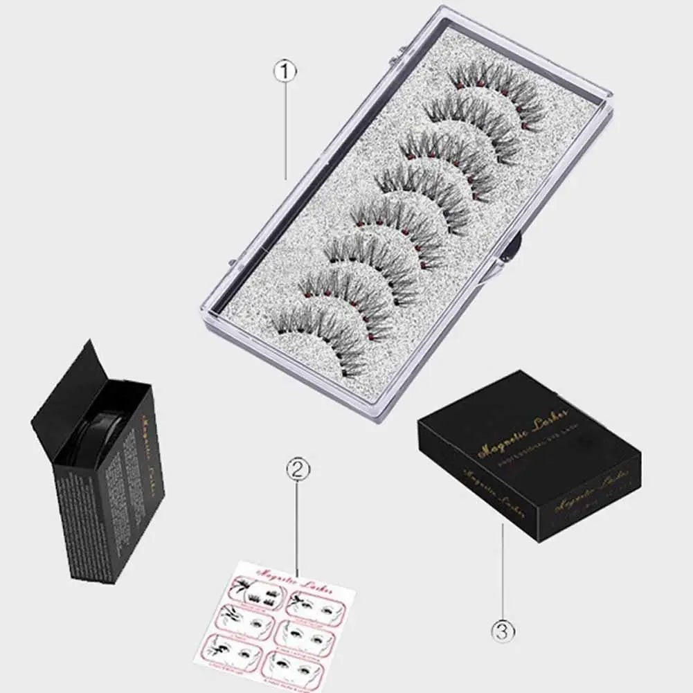 Natural Magnetic Eyelashes 3D by LAQTA, close-up of reusable false lashes with magnetic strips for a dramatic, natural look.