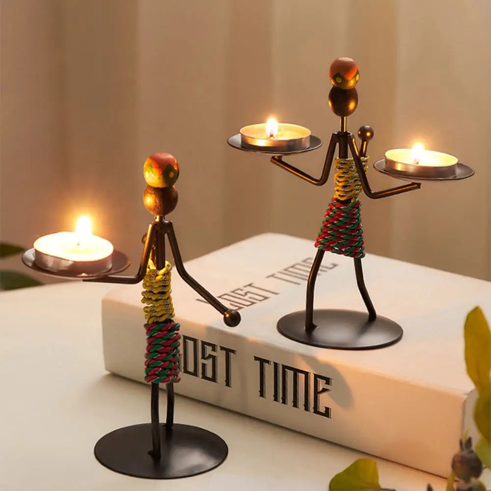 Nordic metal candlestick by LAQTA featuring a sleek, modern design perfect for elegant home decor or tabletop display.
