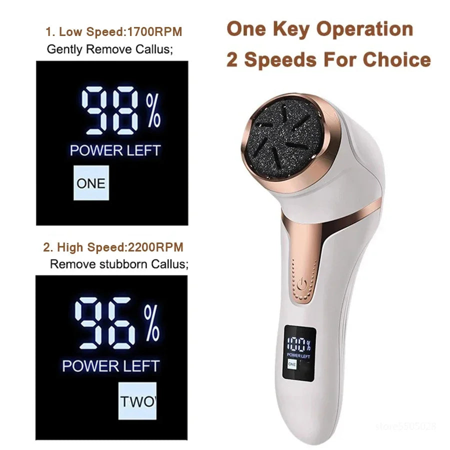 LAQTA electric foot file pedicure machine with a sleek design and rotary abrasive roller for professional foot care.