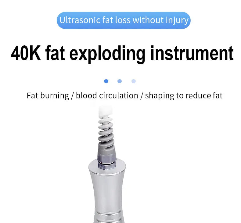 LAQTA Ultrasonic 40KHz Cavitation Machine showing the device with control panel and treatment head for body slimming and skin tightening.