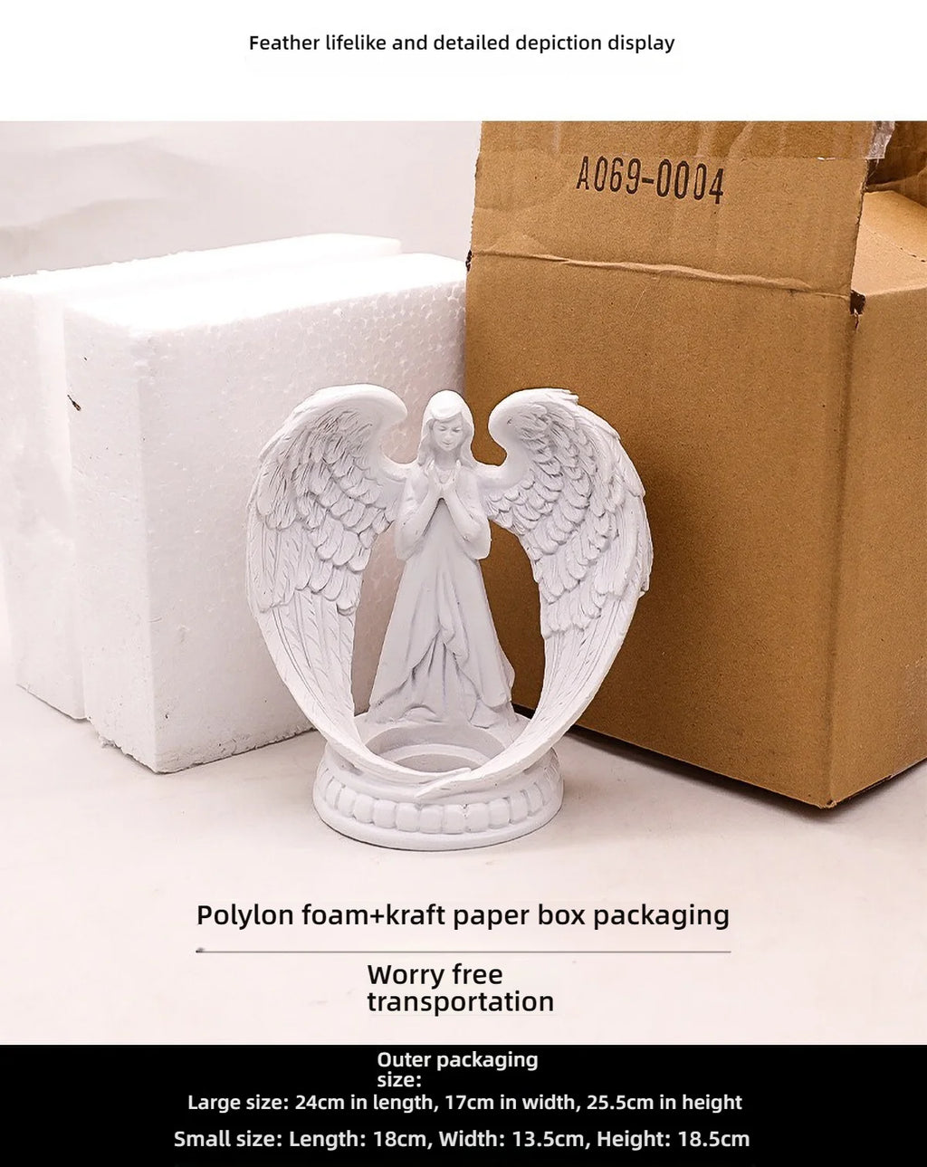 White angel candle holder by LAQTA featuring a detailed angel figure with a candle slot for decorative illumination.