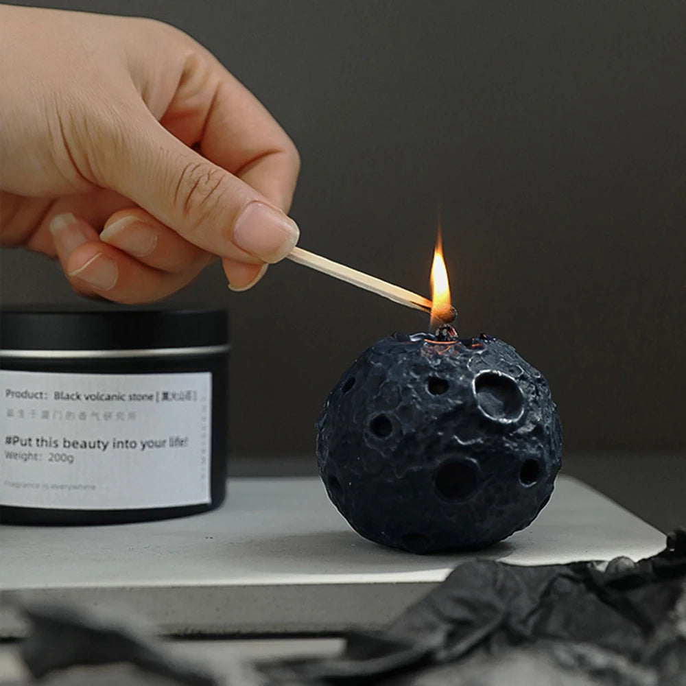 LAQTA creative lunar shape scented candle with a soft glow, featuring a crescent moon design ideal for relaxing ambiance.