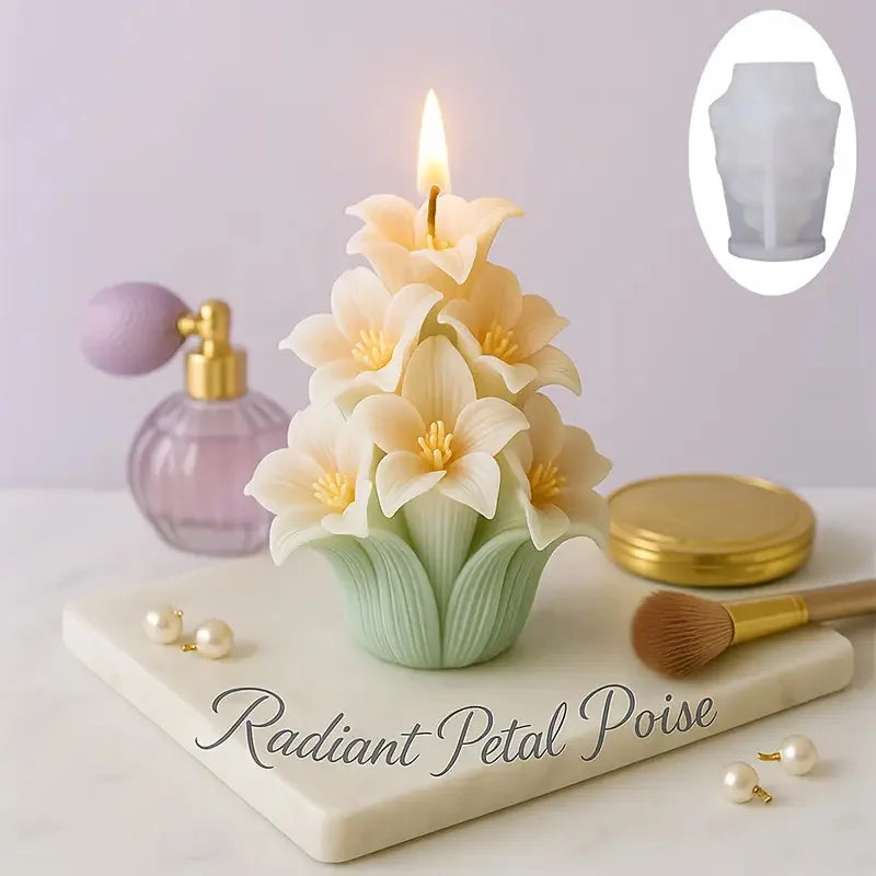 LAQTA Rose Tree Candle Mold with detailed floral design for homemade candles, showcasing the intricate mold shape.