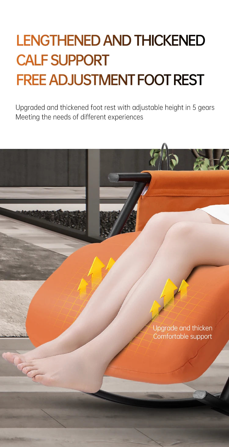 LAQTA Smart Leisure Rocking Massage Chair with padded upholstery and modern design, shown in a cozy living room setting