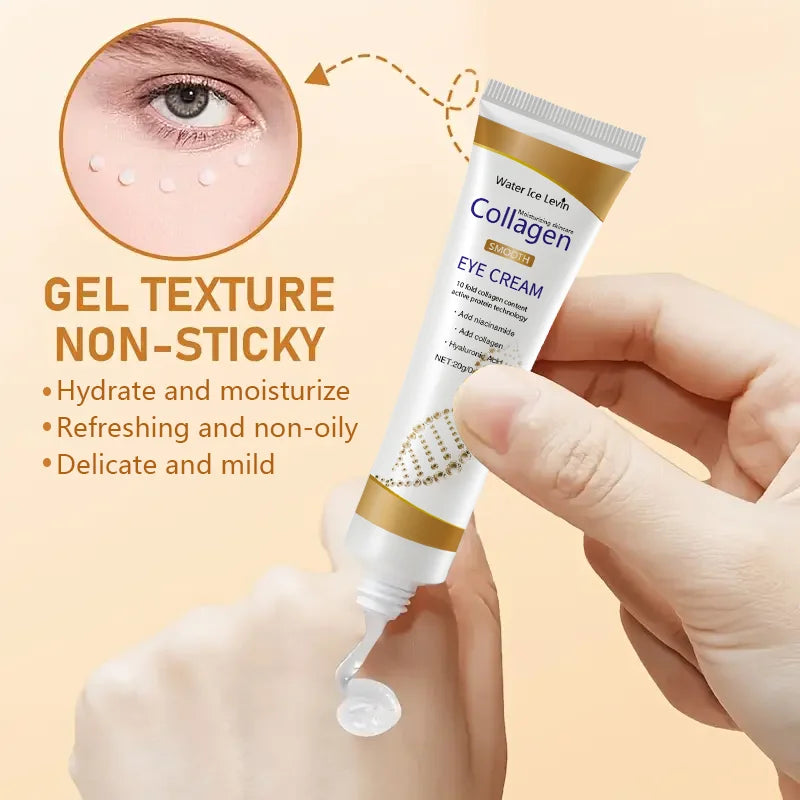 LAQTA collagen eye cream jar with a sleek design, showcasing a luxurious skincare product for reducing puffiness and fine lines.