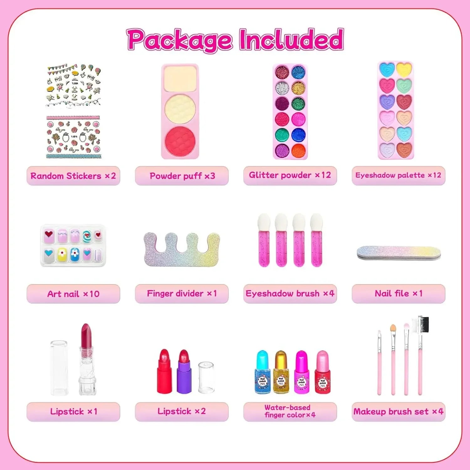 LAQTA Princess Beauty Makeup Suitcase with colorful cosmetic accessories and organized compartments for kids' pretend play.