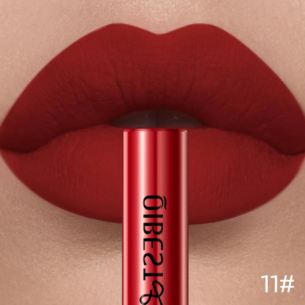 LAQTA matte liquid lipstick in a sleek tube, showcasing smooth, vibrant color and modern packaging.