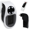 LAQTA Eco Plug-in Electric Heater showing compact design and adjustable temperature controls in a modern home setting.