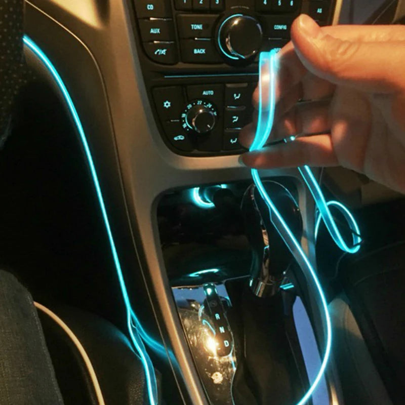 LAQTA car interior atmosphere lighting LED strip showing customizable ambient lighting inside a vehicle cabin