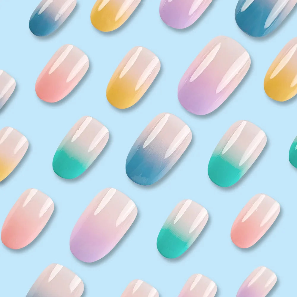 LAQTA short square fake nails with a sleek, natural finish, perfect for stylish, temporary nail enhancements.