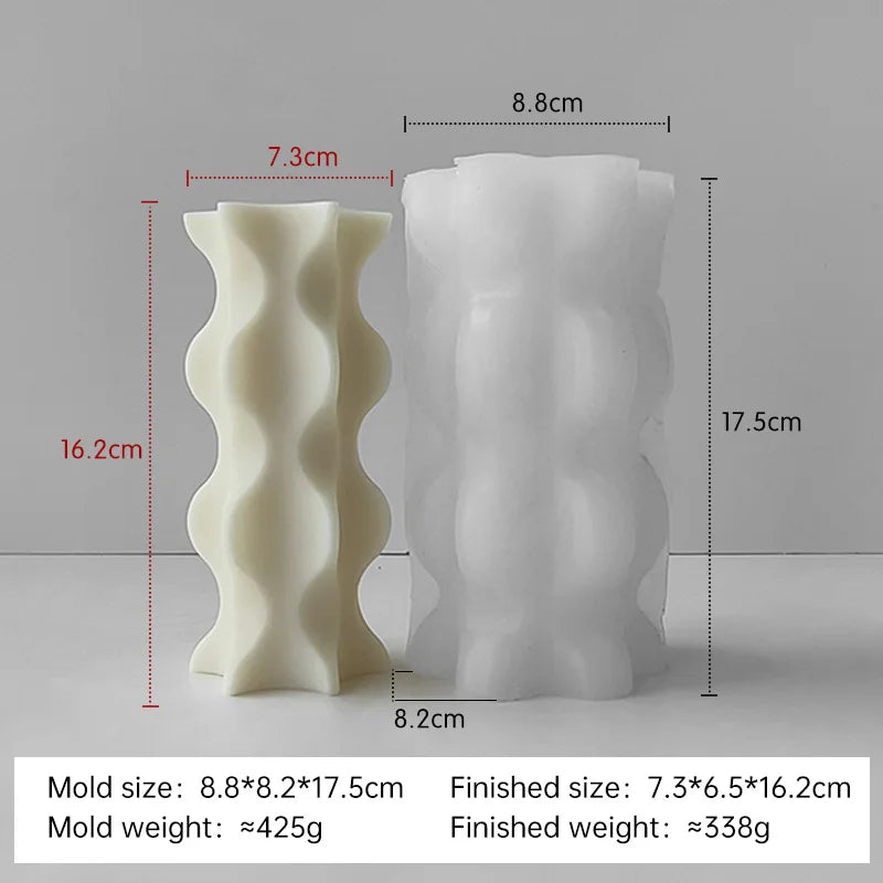 Striped cylinder aroma candle silicone mold by LAQTA, showing the flexible mold with striped pattern for making candles.